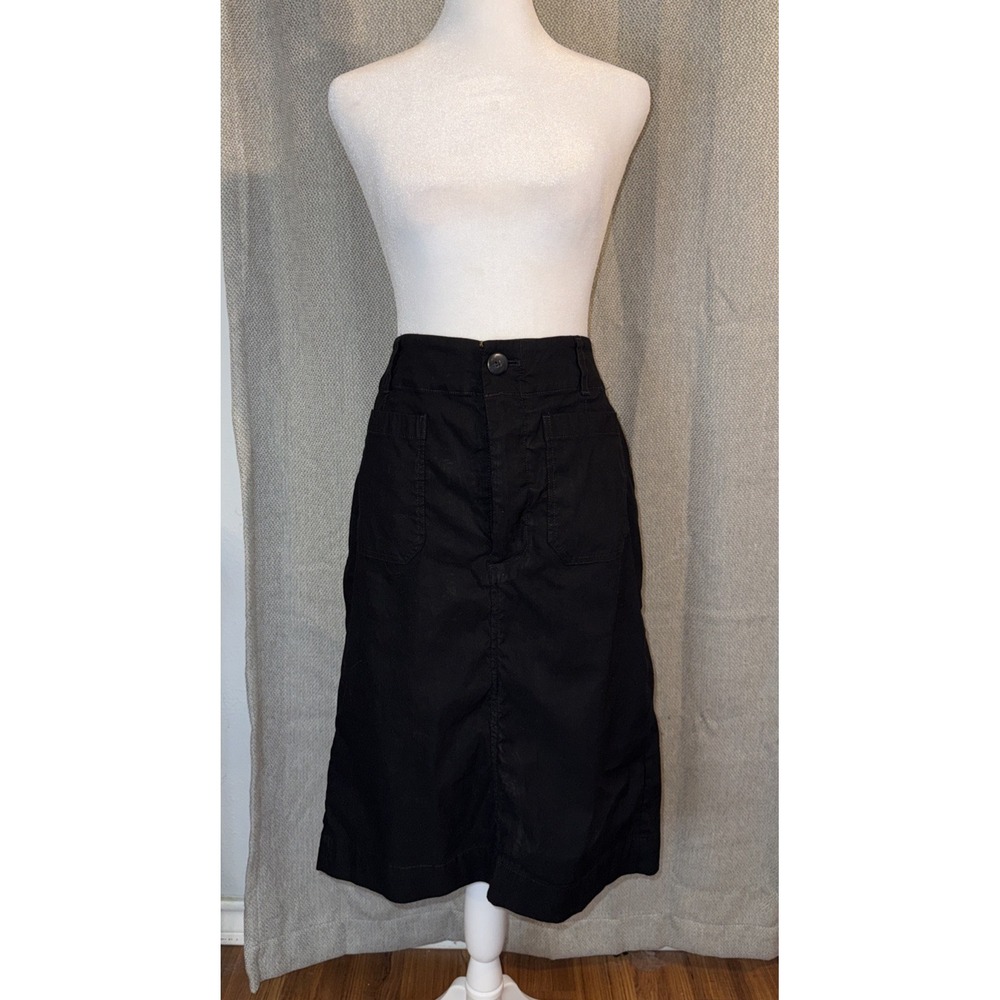 Maeve By Anthropologie Midi Skirt Women's Size Large Black Cotton Classic Preppy
